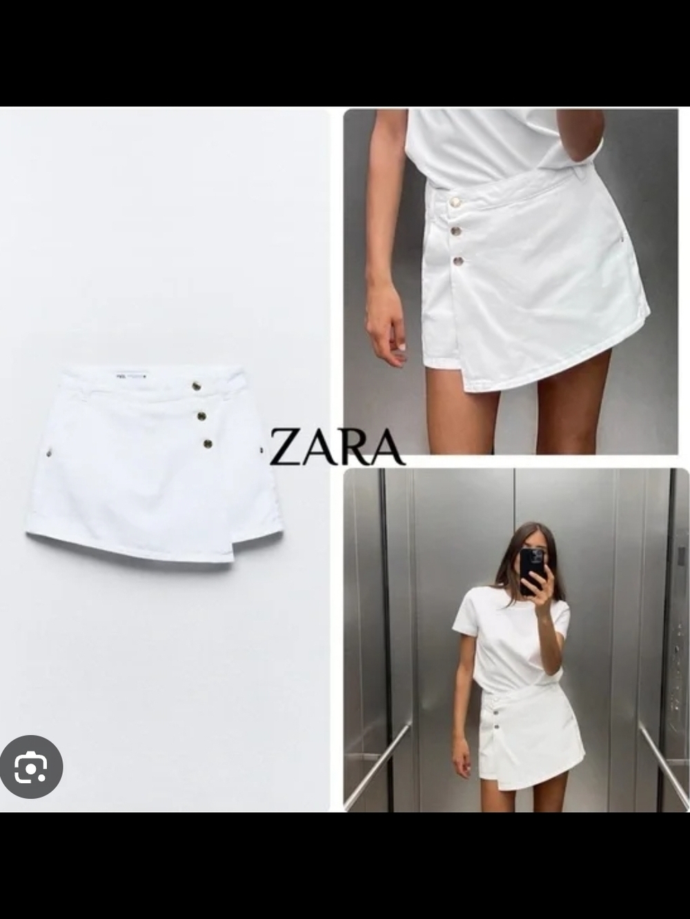 Zara Women’s White Denim Wrap Asymmetrical Skort M